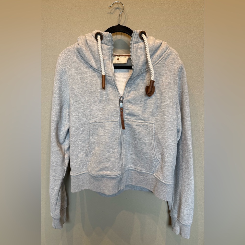 Women’s Light Grey Full Zip Wanakome Hoodie, extra large